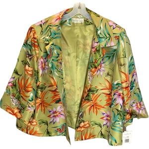 Harve Benard NWT 100% silk plus sz shirt jacket tropical green orange Sz 4X